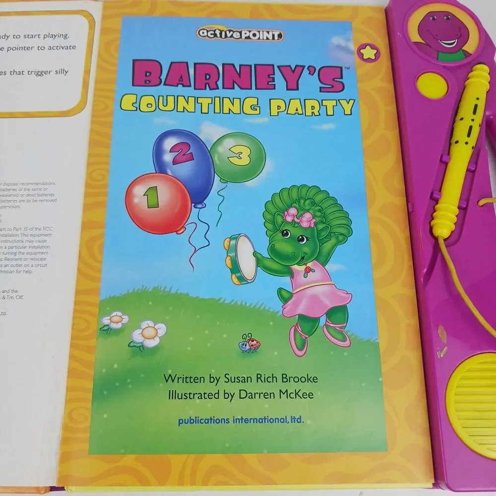 Vtg Barney Electronic Book Counting Party Interactive Pad Handle Working